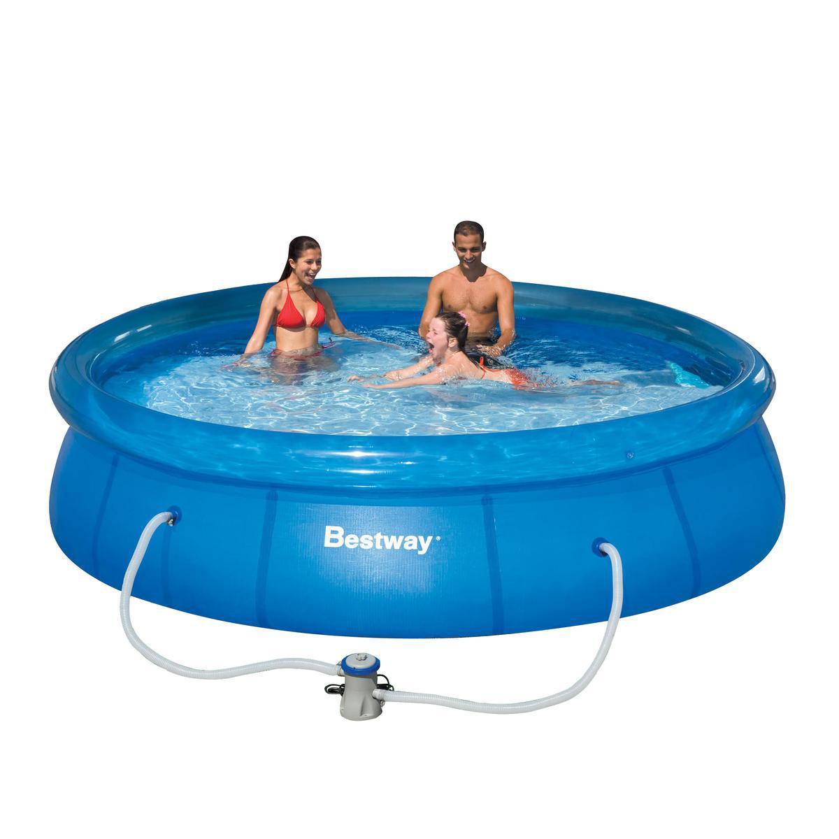 Piscine ronde autoportante + pompe - 366 x H 76 cm - bleu