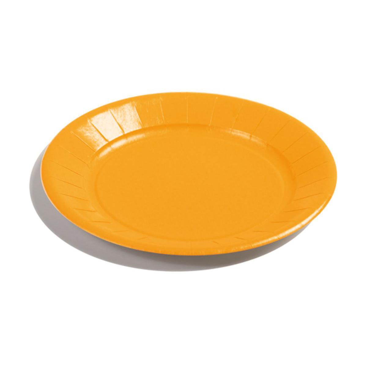 Assiette - carton - Diamètre - 23 cm Orange mandarine