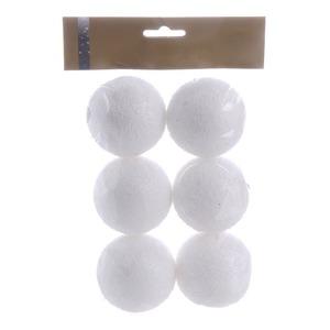 Lot de 6 suspensions boule givrée - Diamètre 6 cm - Blanc