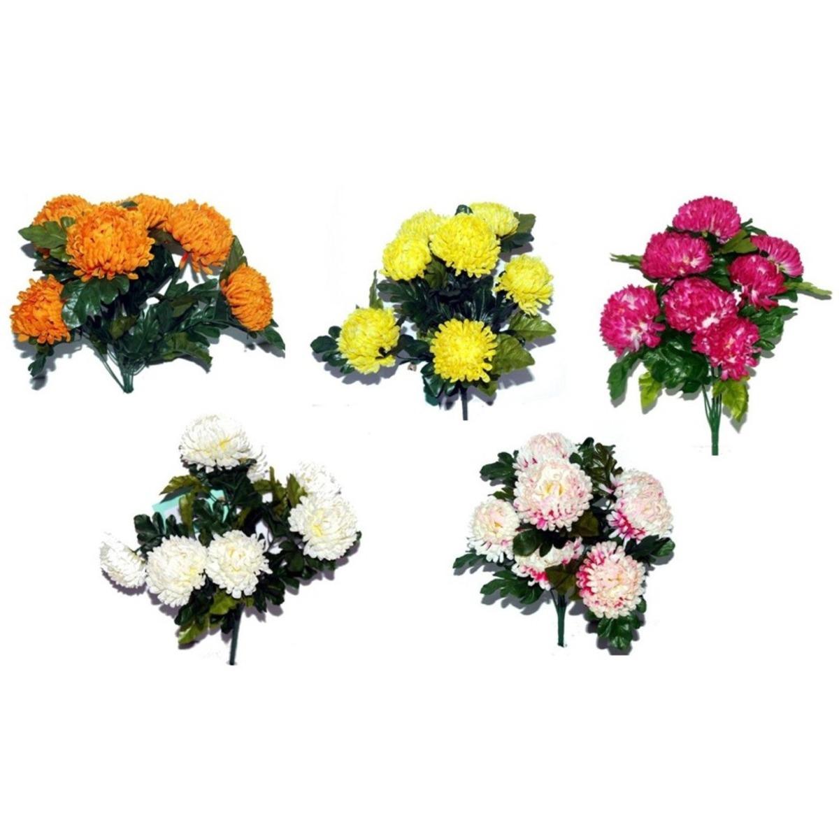 Piquet 7 chrysanthèmes - Hauteur 40 cm - Différents modèles