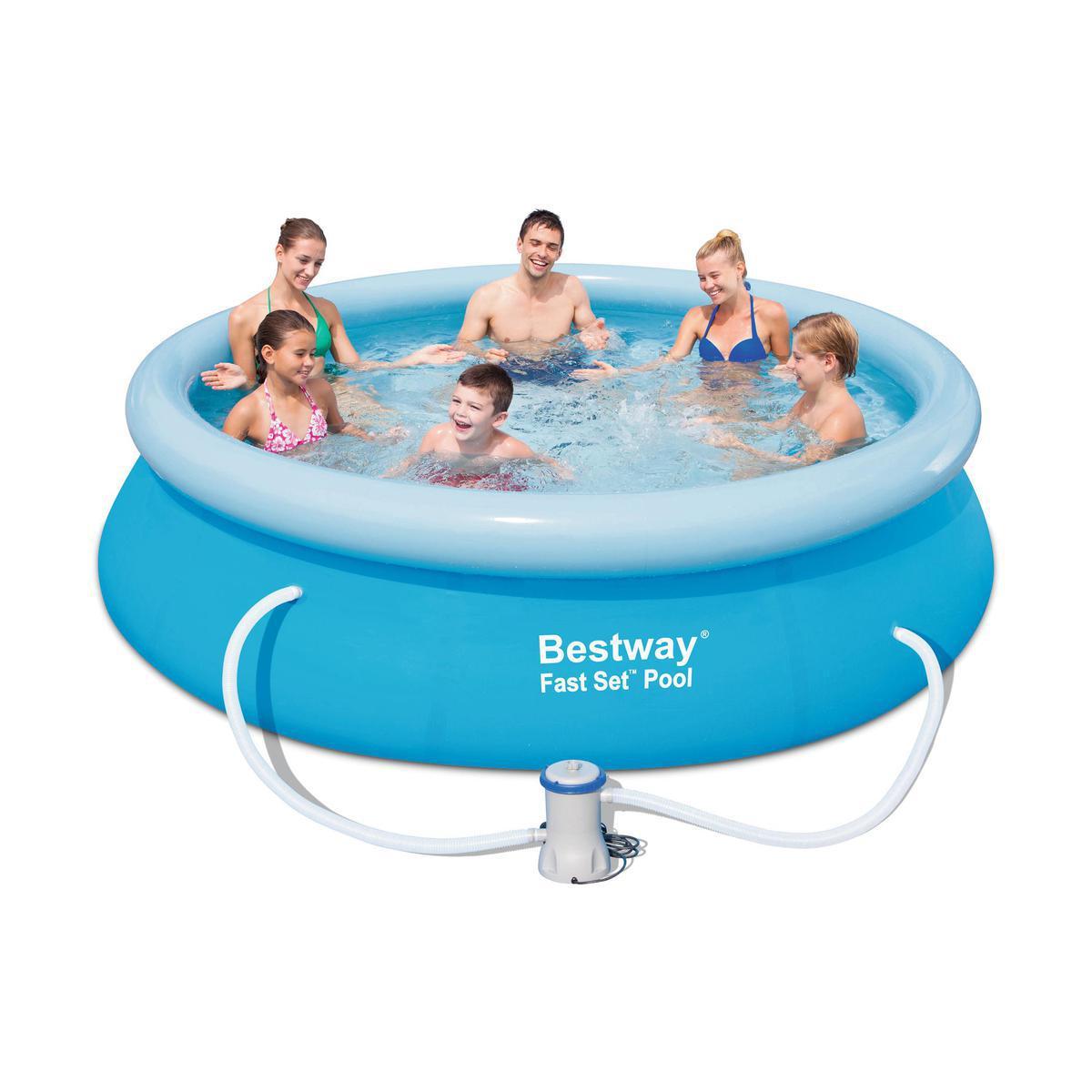 Piscine ronde autoportante + pompe - 305 x H 76 cm - bleu