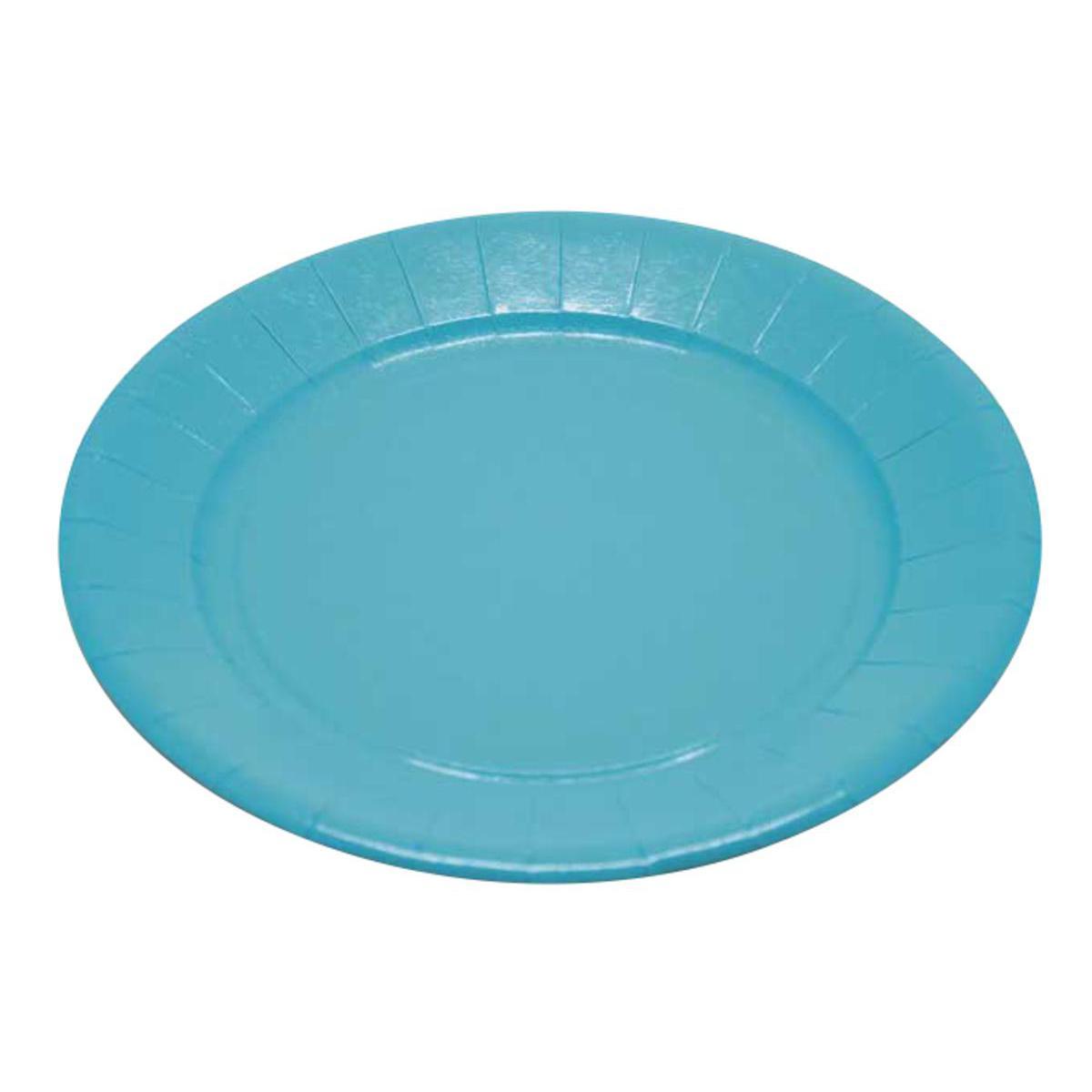 Lot de 20 assiettes - plastique - diamètre 23 cm - Bleu turquoise