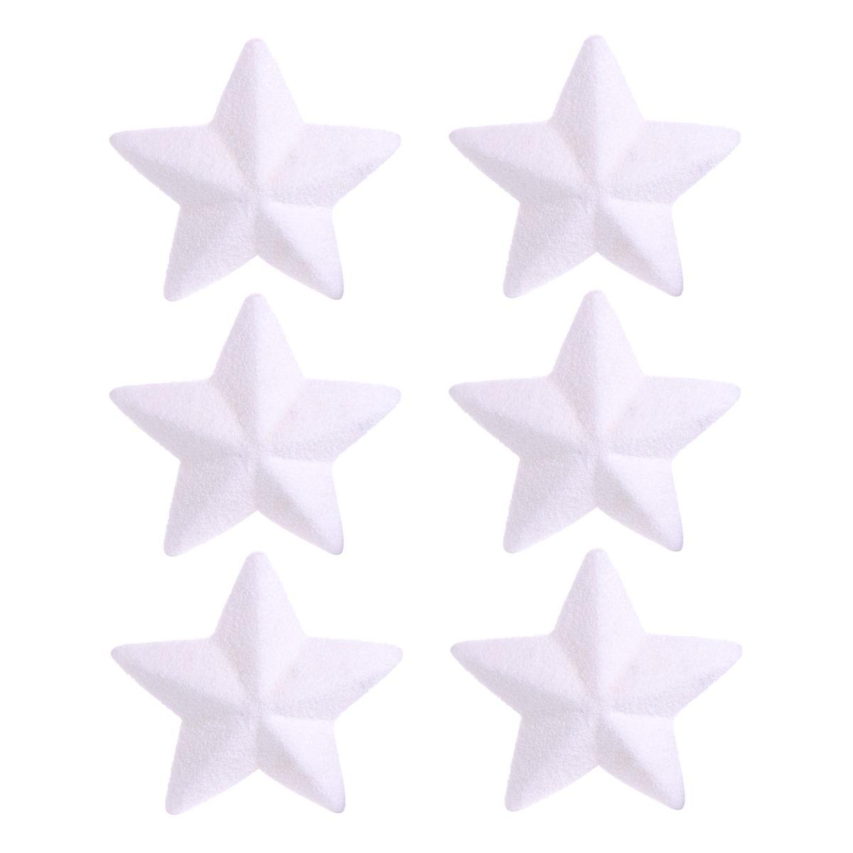 Lot de 6 suspensions étoile givrée - Diamètre 8 cm - Blanc