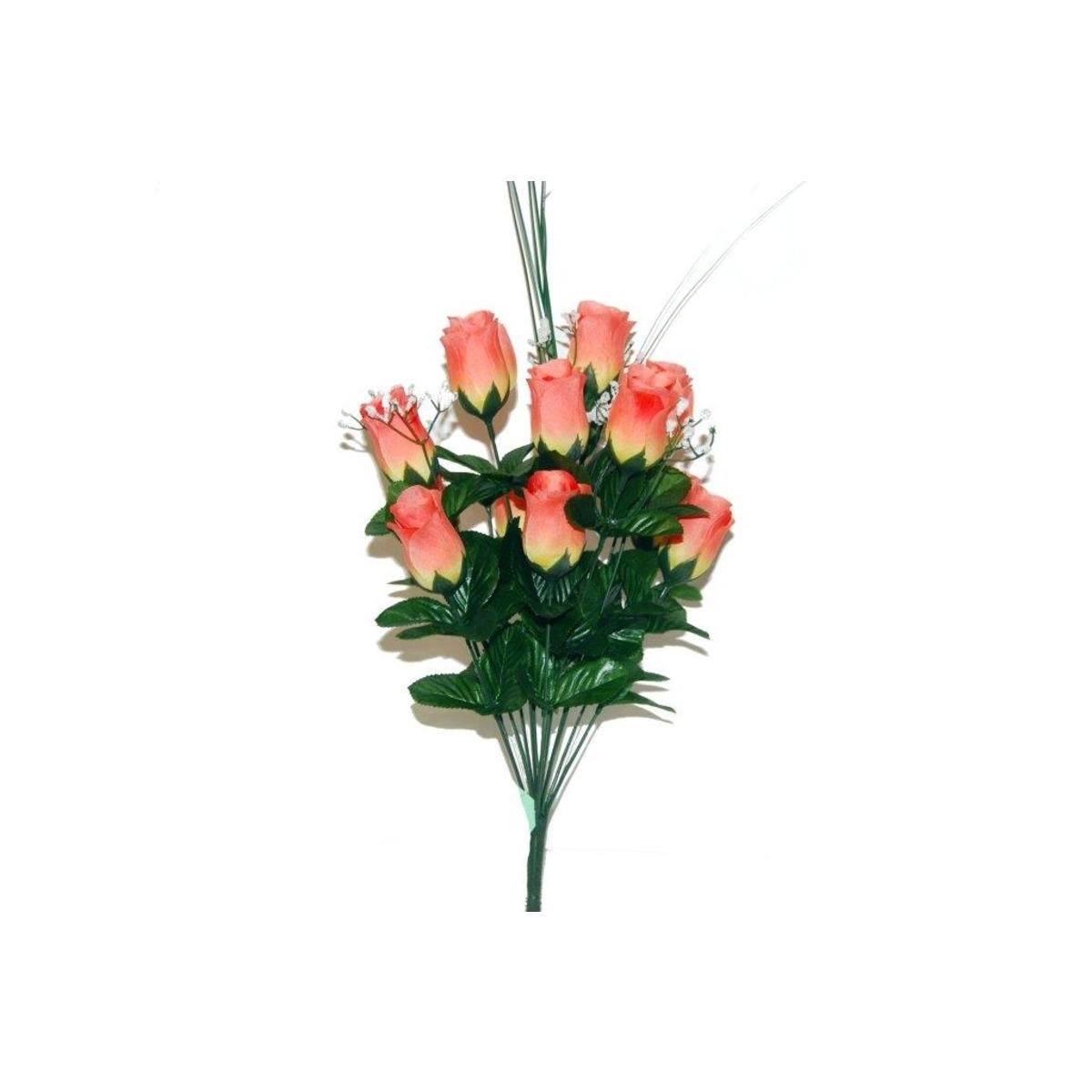 Piquet 14 roses - Hauteur 50 cm - Rose saumon