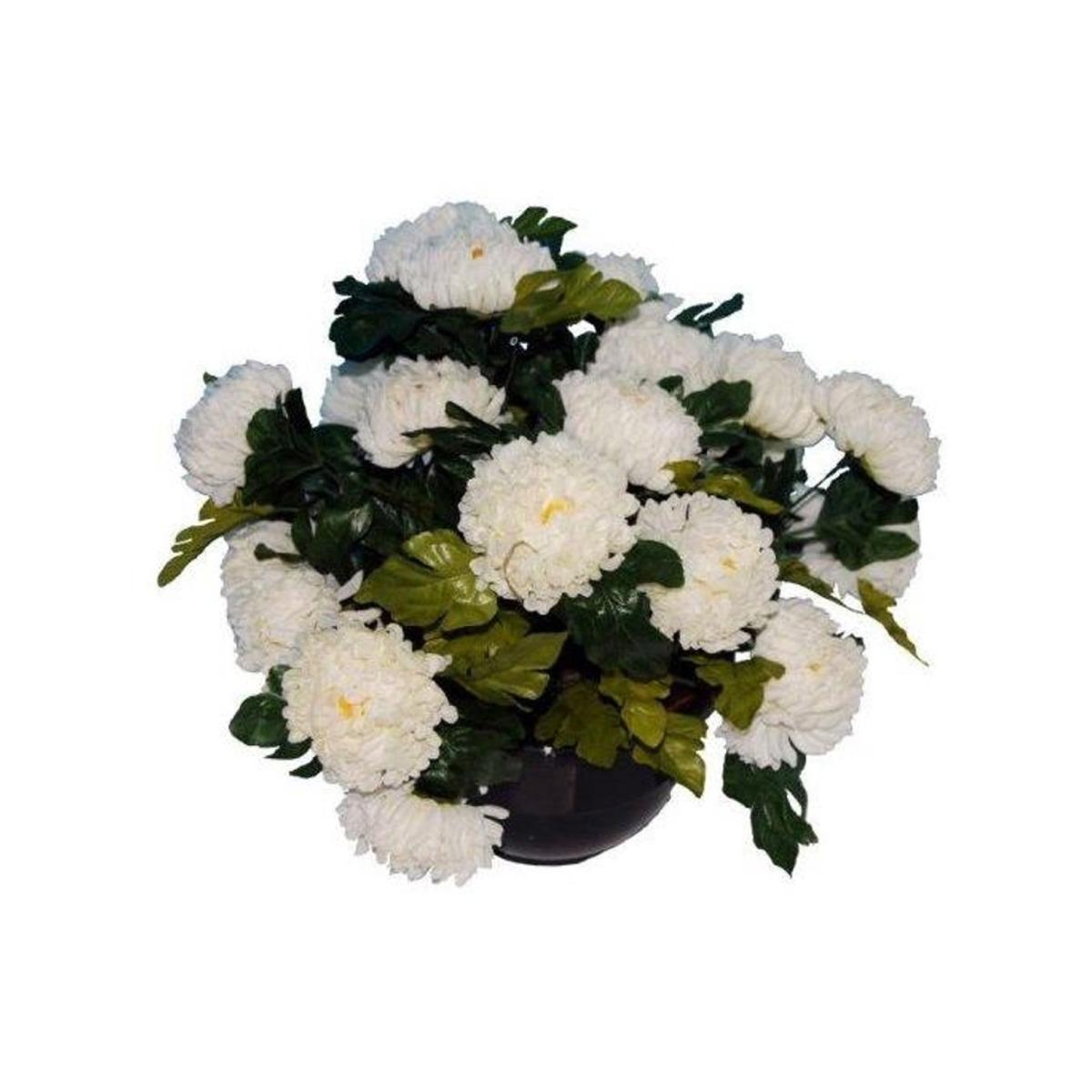 Coupe 21 chrysanthèmes - Hauteur 40 cm - Blanc crème