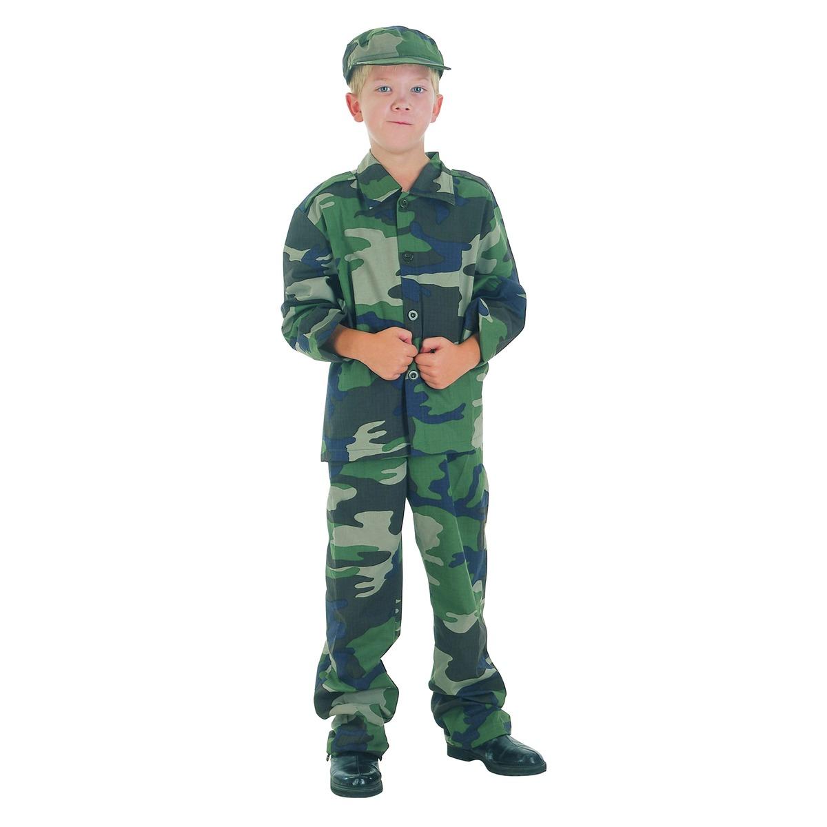 Déguisement militaire enfant 7 à 9 ans - Taille M - Vert