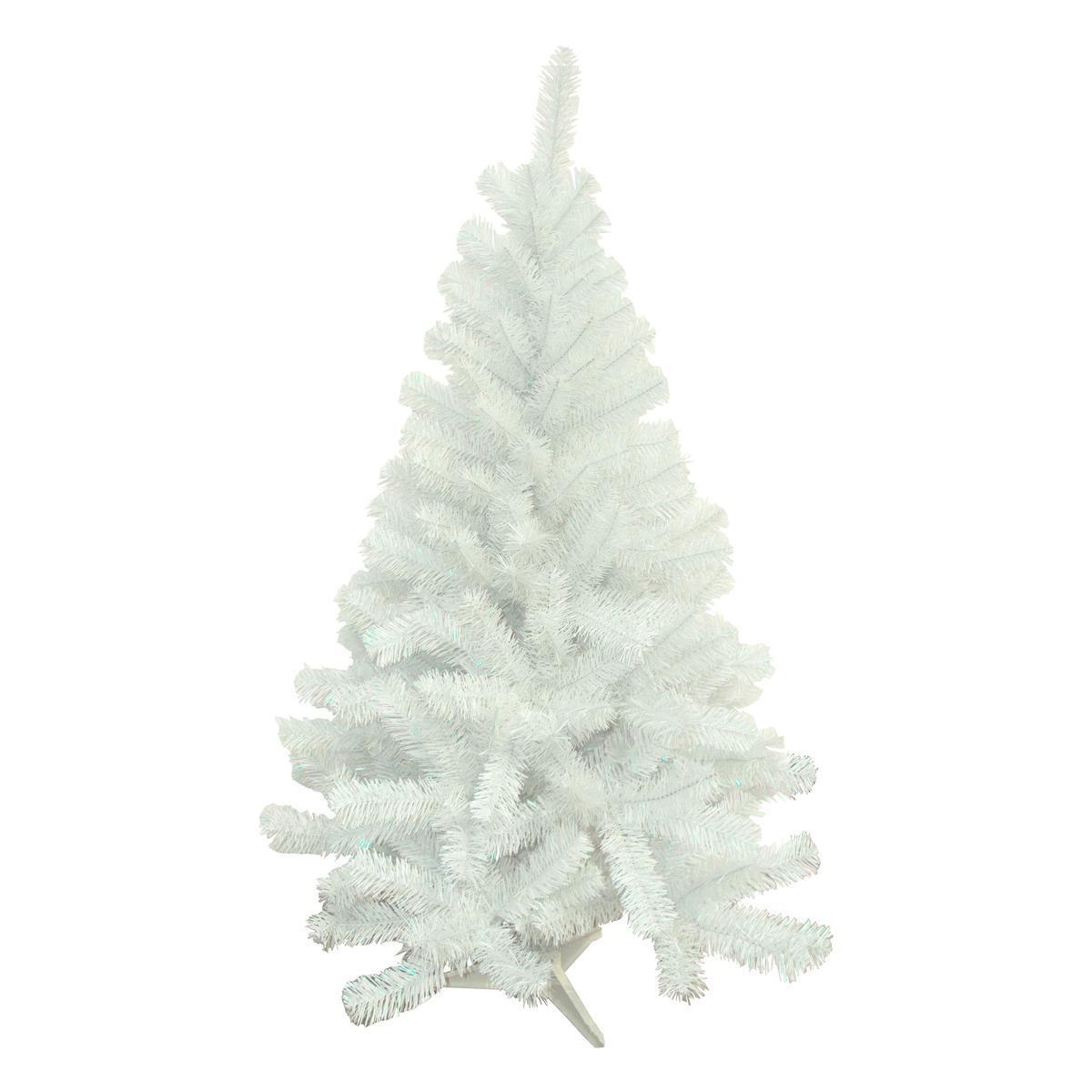 Sapin blanc iridescent 320 branches - Plastique - H 1,5 m - Blanc
