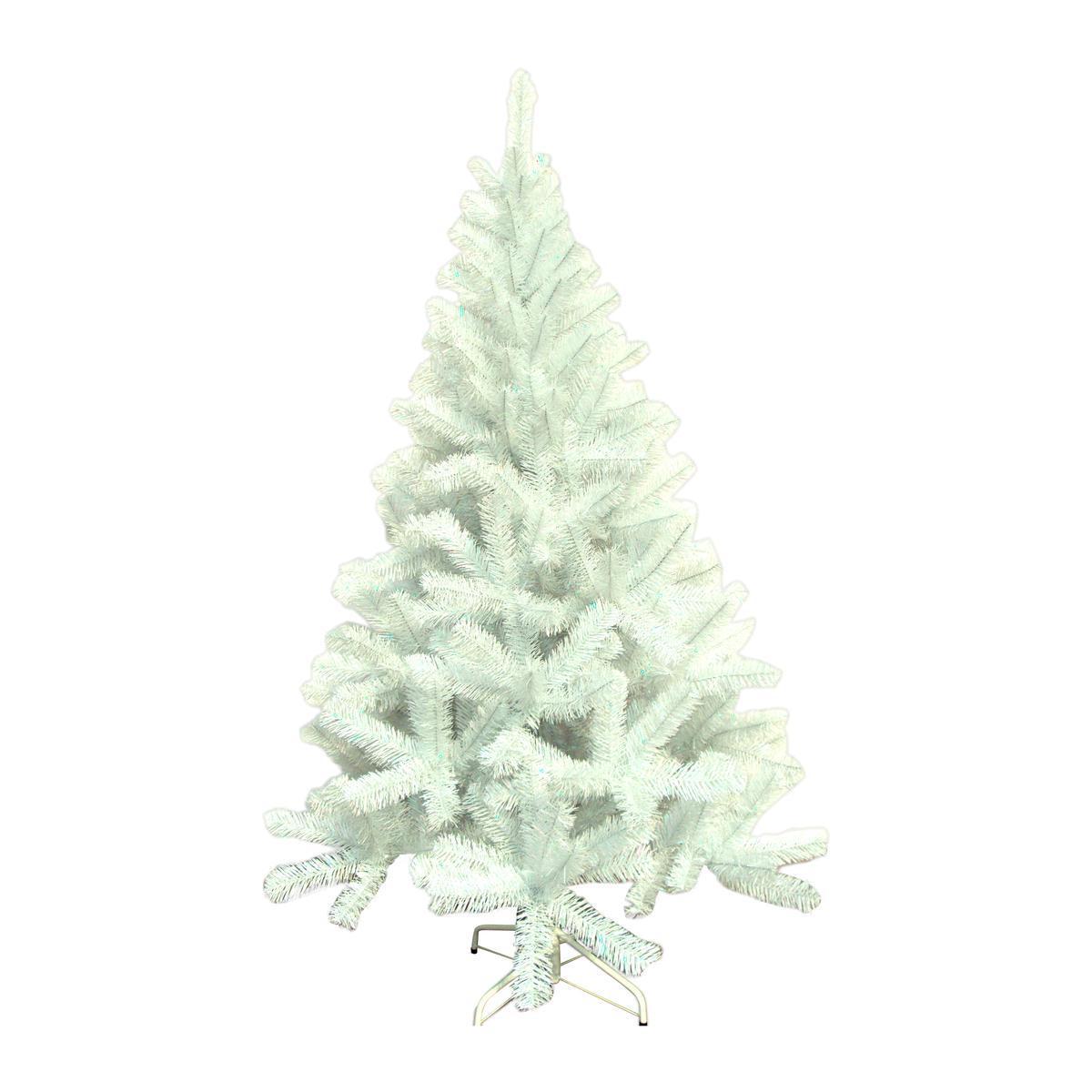 Sapin blanc iridescent 480 branches - Plastique - H 1,8 m - Blanc