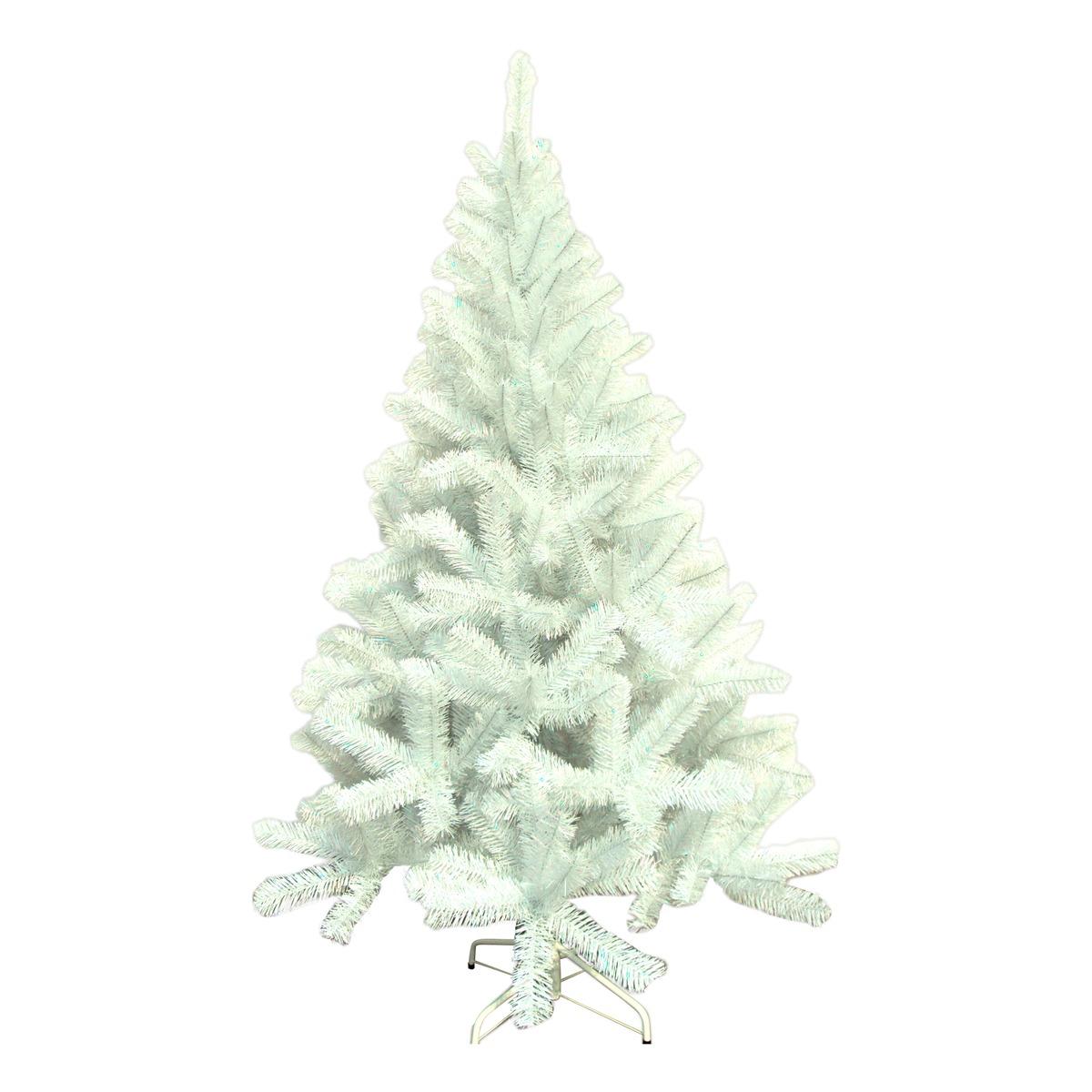 Sapin de Noël en plastique - Hauteur 210 cm - Blanc iridescent