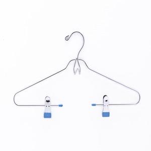 2 cintres chromés 3 vêtements avec pinces - 38 cm - Bleu