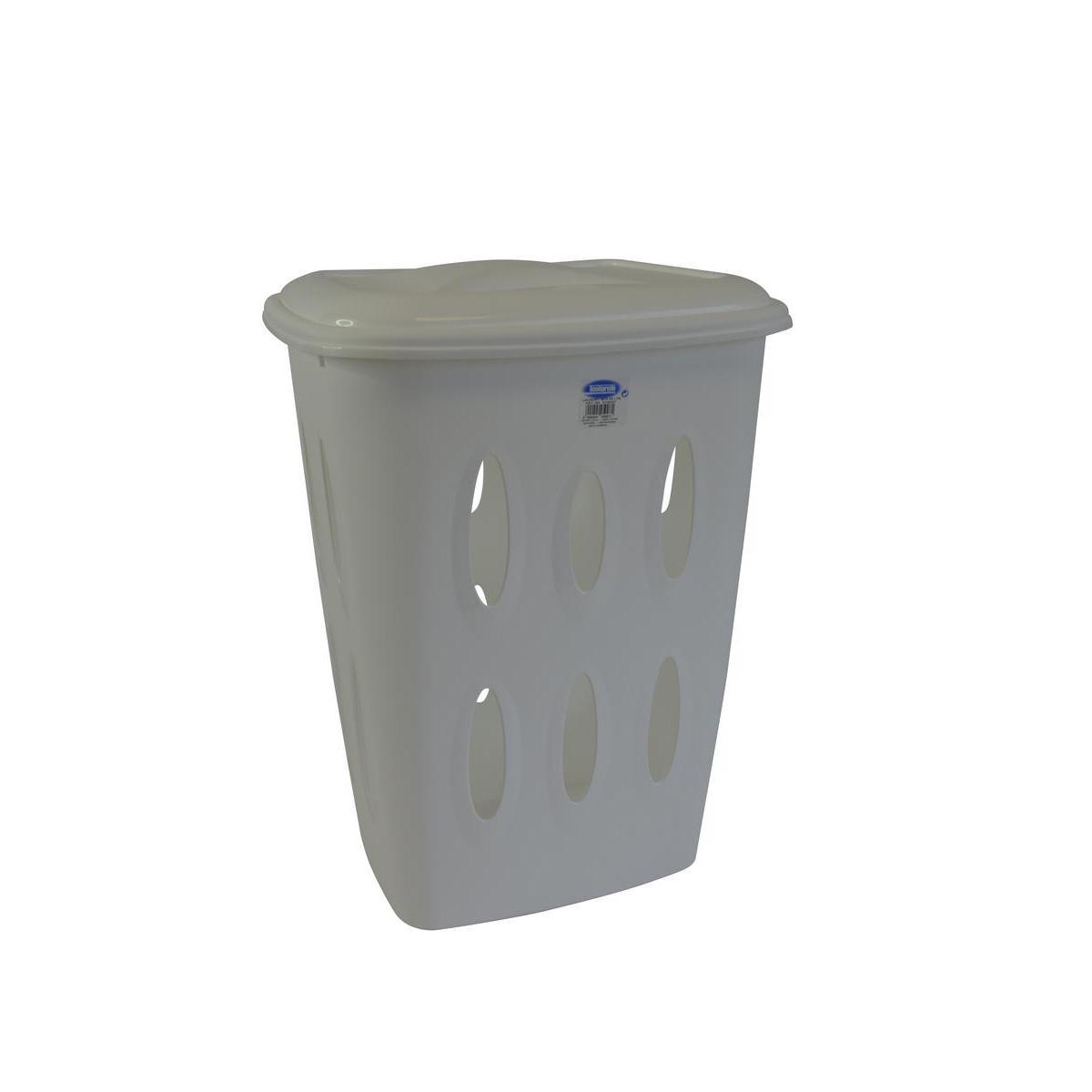 Coffre à linge en plastique - 45 L - 45 x 33 x 58,5 cm - Blanc