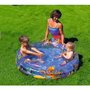 Piscine ronde 3 boudins décor poissons - Diamètre 122 x H 25 cm - Multicolore