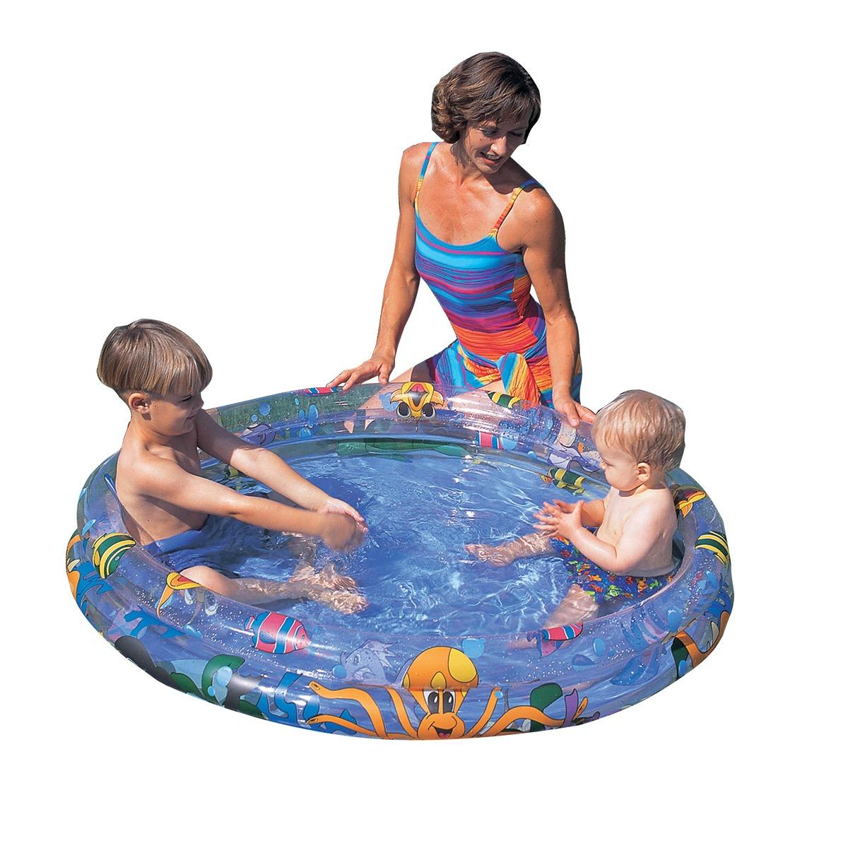 Piscine ronde 3 boudins décor poissons - Diamètre 122 x H 25 cm - Multicolore