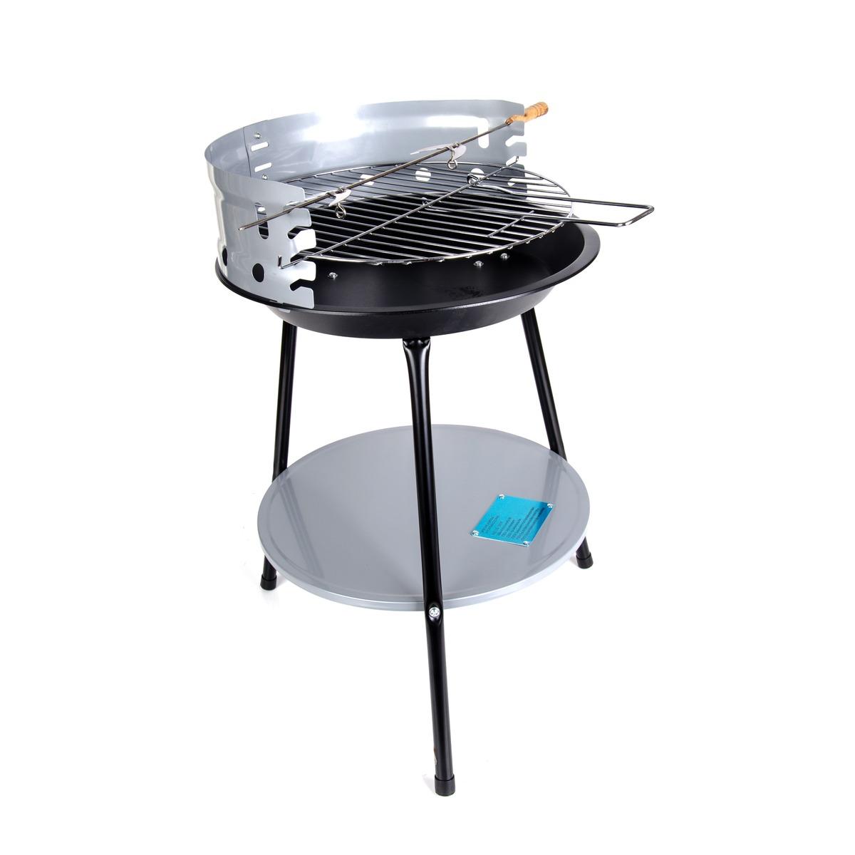 Barbecue rond à charbon - Diamètre 36 cm - Gris, noir