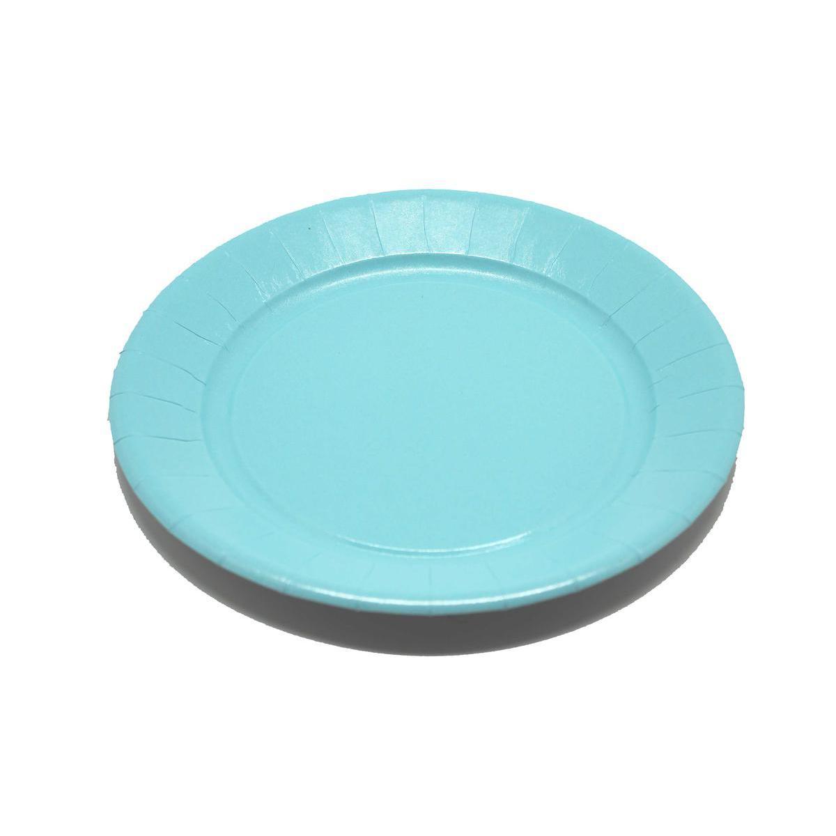 Lot de 20 assiettes - carton -diamètre 23 cm - Bleu caraïbes