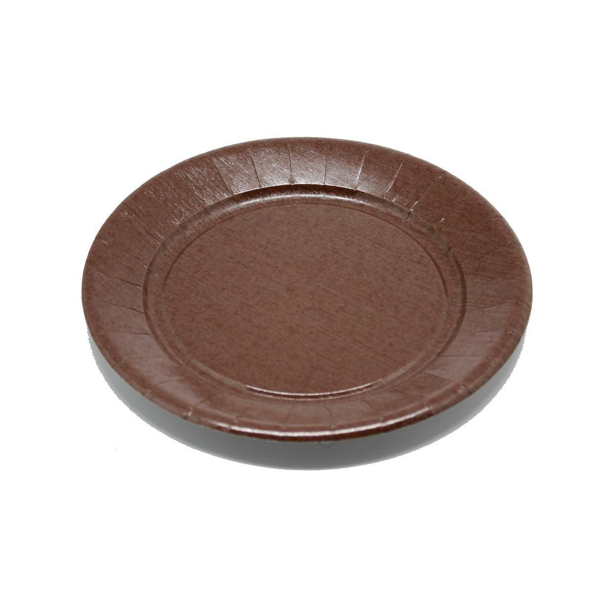 Lot de 20 assiettes - plastique - diamètre 23 cm - Marron chocolat