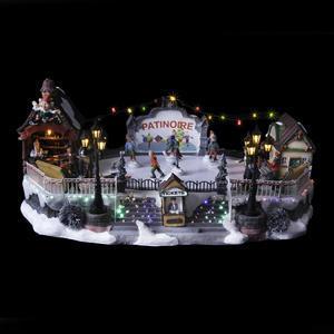 Patinoire de Noël musicale et animée LED - 40.5 x 28 x H 17 cm