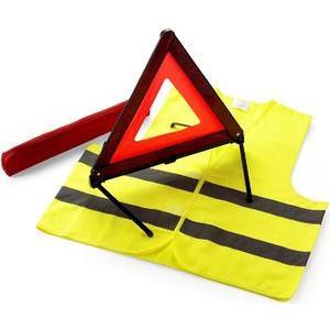 Kit sécurité de la route 1 gilet + 1 triangle de signalisation - 45 x 8 x 8 cm - Multicolore