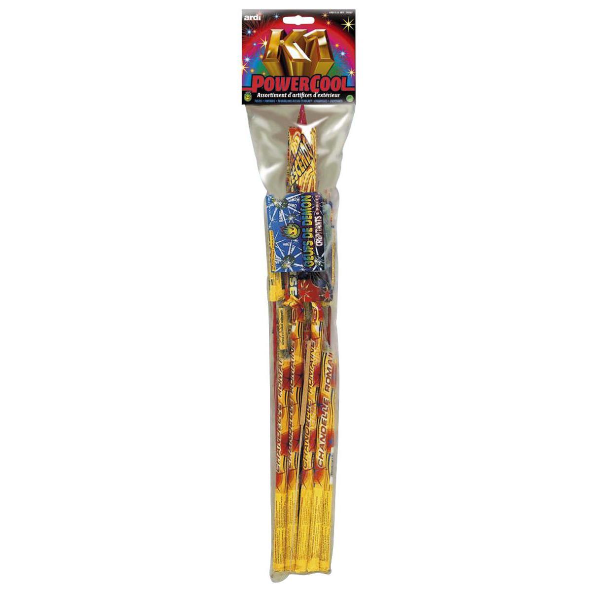 45 feux d'artifice power cool - Poudre explosive - 13 x 63 cm - Orange, rouge ou noir