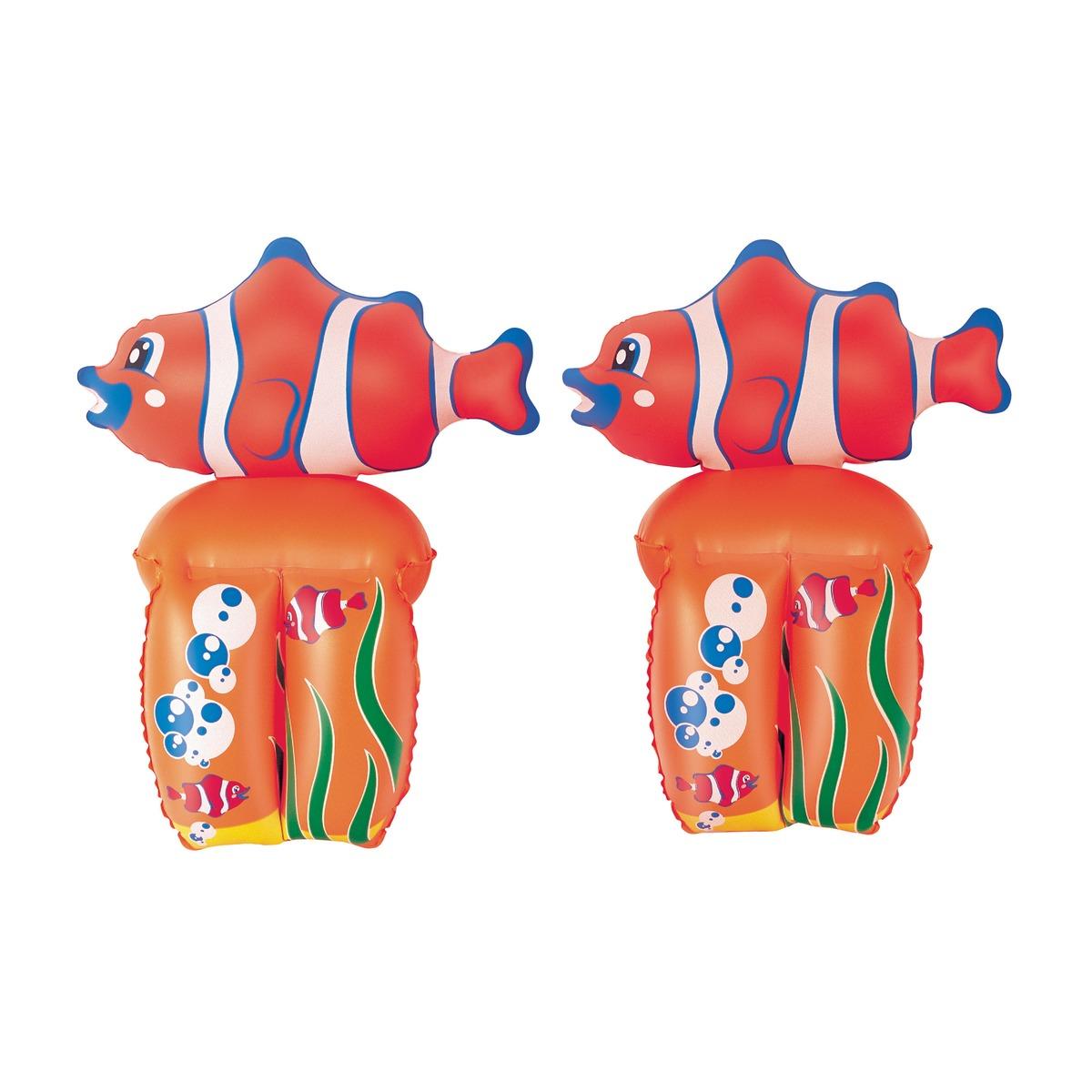 Brassards de natation en relief poisson - 23 x 15 cm - Orange