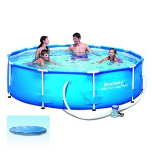 Piscine ronde tubulaire + Pompe + Bâche - Diamètre 305 x 76 cm - Bleu