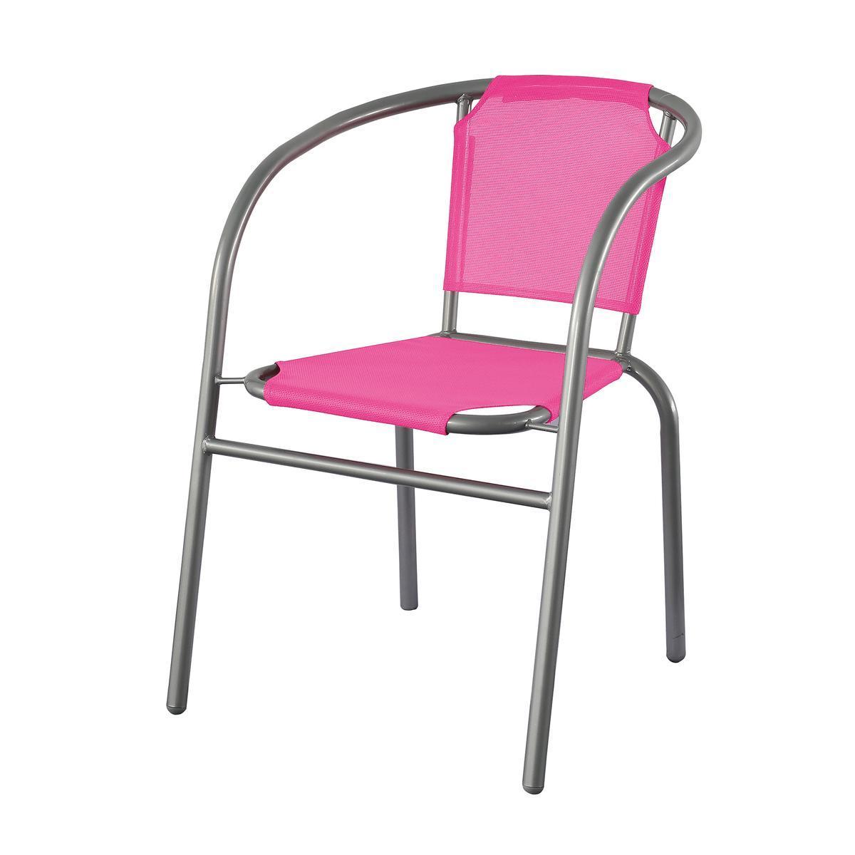 Fauteuil bistrot - Acier et textilène - Rose fuchsia