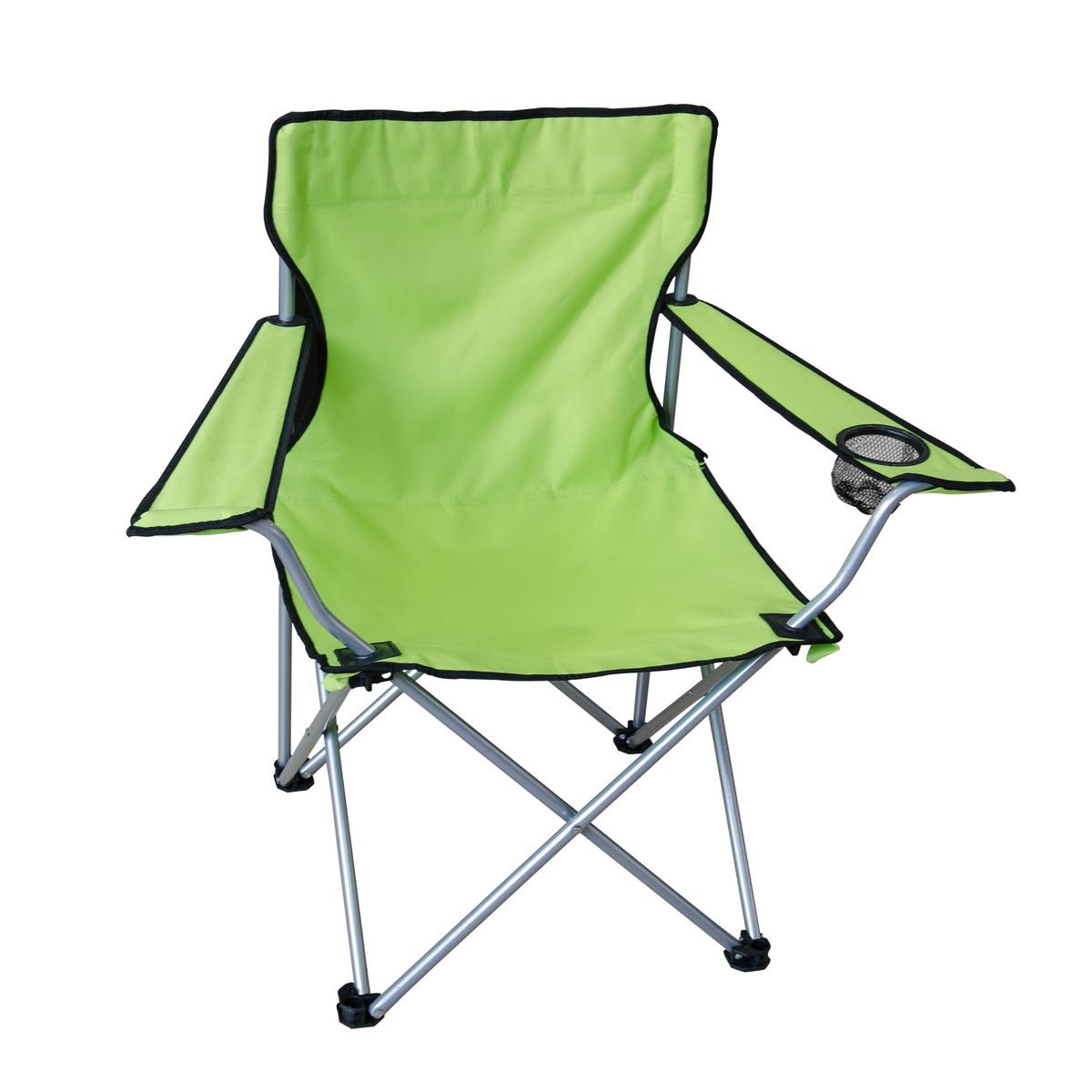 Chaise de camping avec repose-verre - 50 x 50 x H 80 cm - Vert