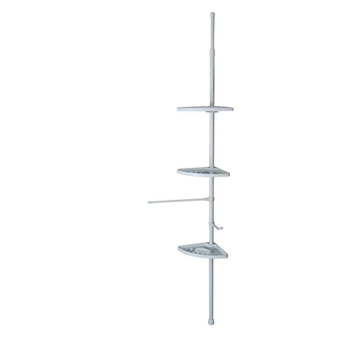 Étagère télescopique extensible 3 niveaux - Hauteur 210/260 cm - Blanc