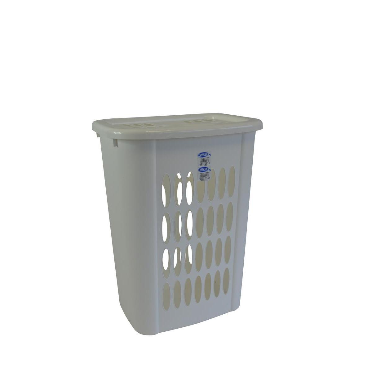 Coffre à linge avec couvercle - Plastique - 45 L - 44,4 x 24,8 x H 62 x cm - Blanc