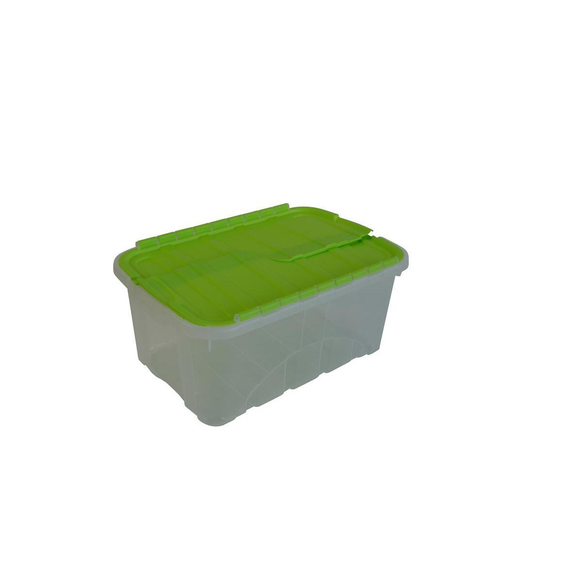 Box de rangement avec couvercle - 50 litres - 59 x 43 x 27,2 cm - Vert, transparent