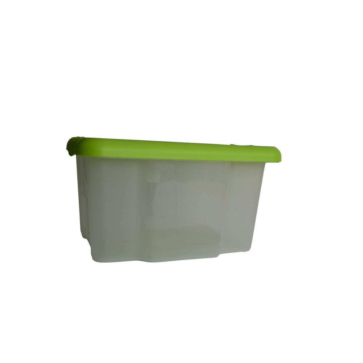 Box de rangement avec couvercle -  22 litres - 43,5 x 34,5 x 23,5 cm - Vert, transparent