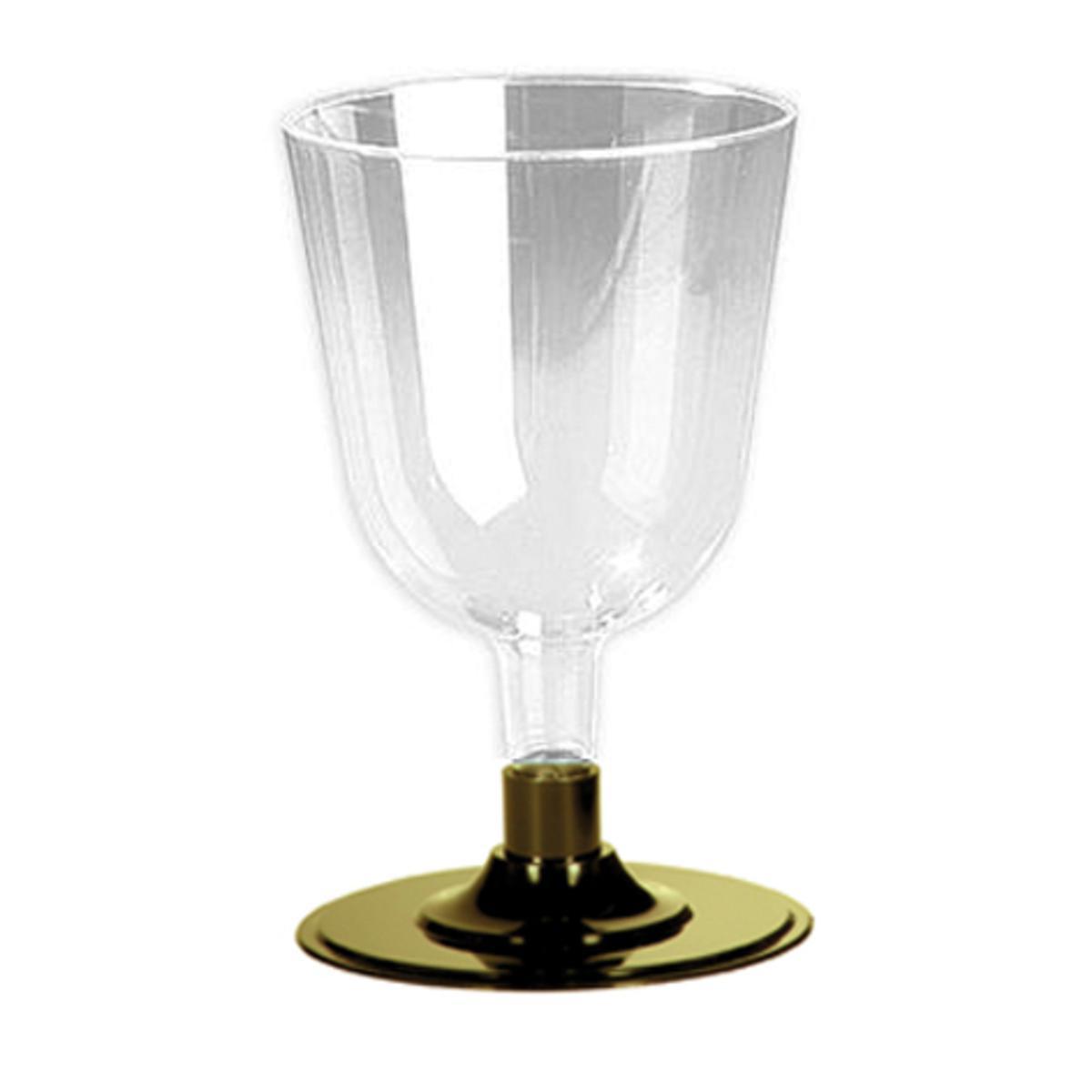 Lot de 8 verres à vin socle doré - 15 l -Polystyrène- Blanc