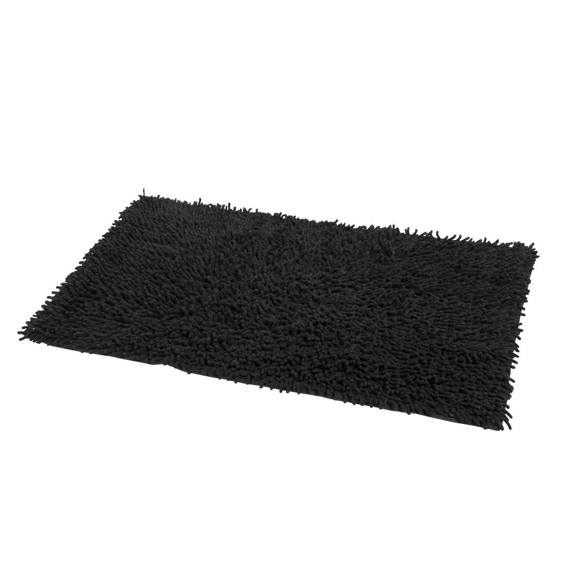 Tapis de salle de bain spaghetti en coton - 50 x 80 cm - Noir