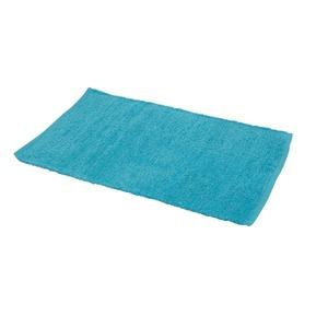 Tapis de salle de bain uni chenille en coton - 50 x 80 cm - Bleu