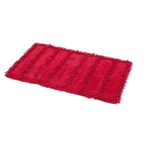 Tapis de salle de bain effet rayures en coton - 50 x 80 cm - Rouge