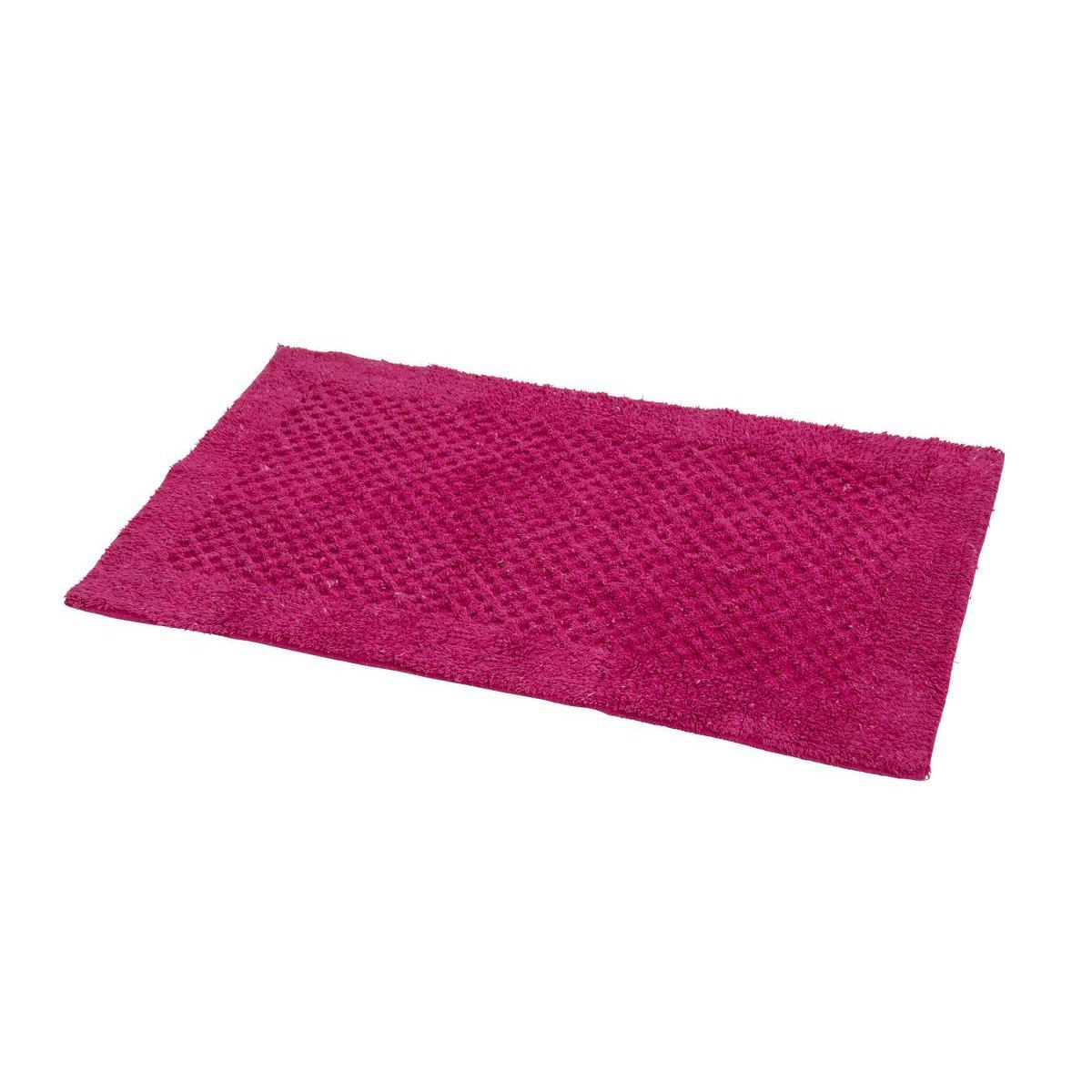 Tapis de salle de bain damier - Coton et latex - 50 x 80 cm - Rose, vert, bleu, orange