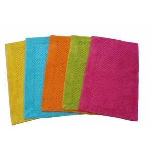 Tapis de salle de bain damier - Coton et latex - 50 x 80 cm - Rose, vert, bleu, orange