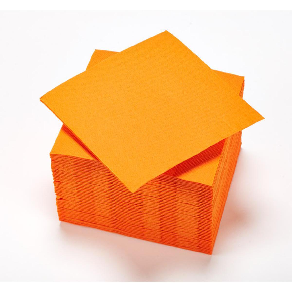 Lot de 40 serviettes - ouate - 25 cm x 25 cm - Orange mandarine