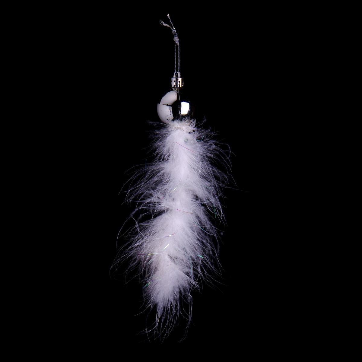 Suspension boule de plumes - Diamètre 3 cm - Blanc