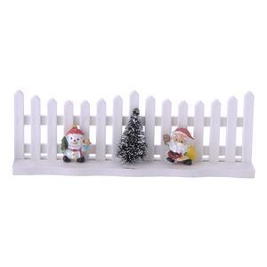 Accessoire village de Noël clôture bonhomme de neige - 16 x 5,5 cm - Blanc