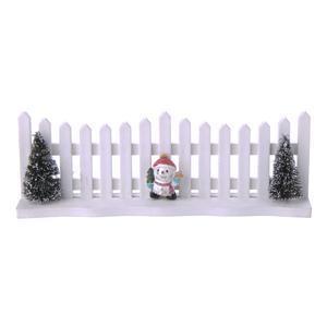 Accessoire village de Noël clôture bonhomme de neige - 16 x 5,5 cm - Blanc