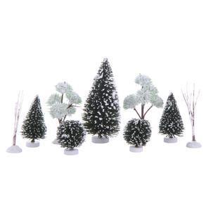 Lot de 9 arbres pour village de Noël - Vert