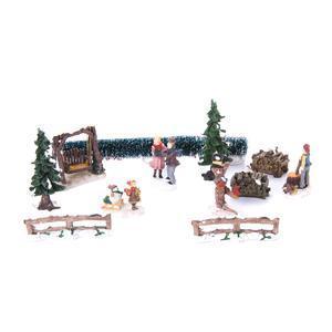 Lot de 12 personnages pour village de Noël arbres - Multicolore