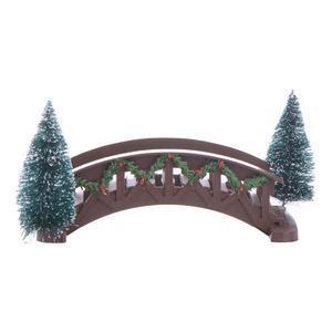 Pont en bois pour village de Noël - 21 x 12 x 9 cm - Marron