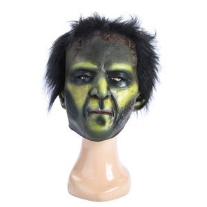 Masque de monstre en latex avec cheveux - 30 x 20 cm - Vert, noir