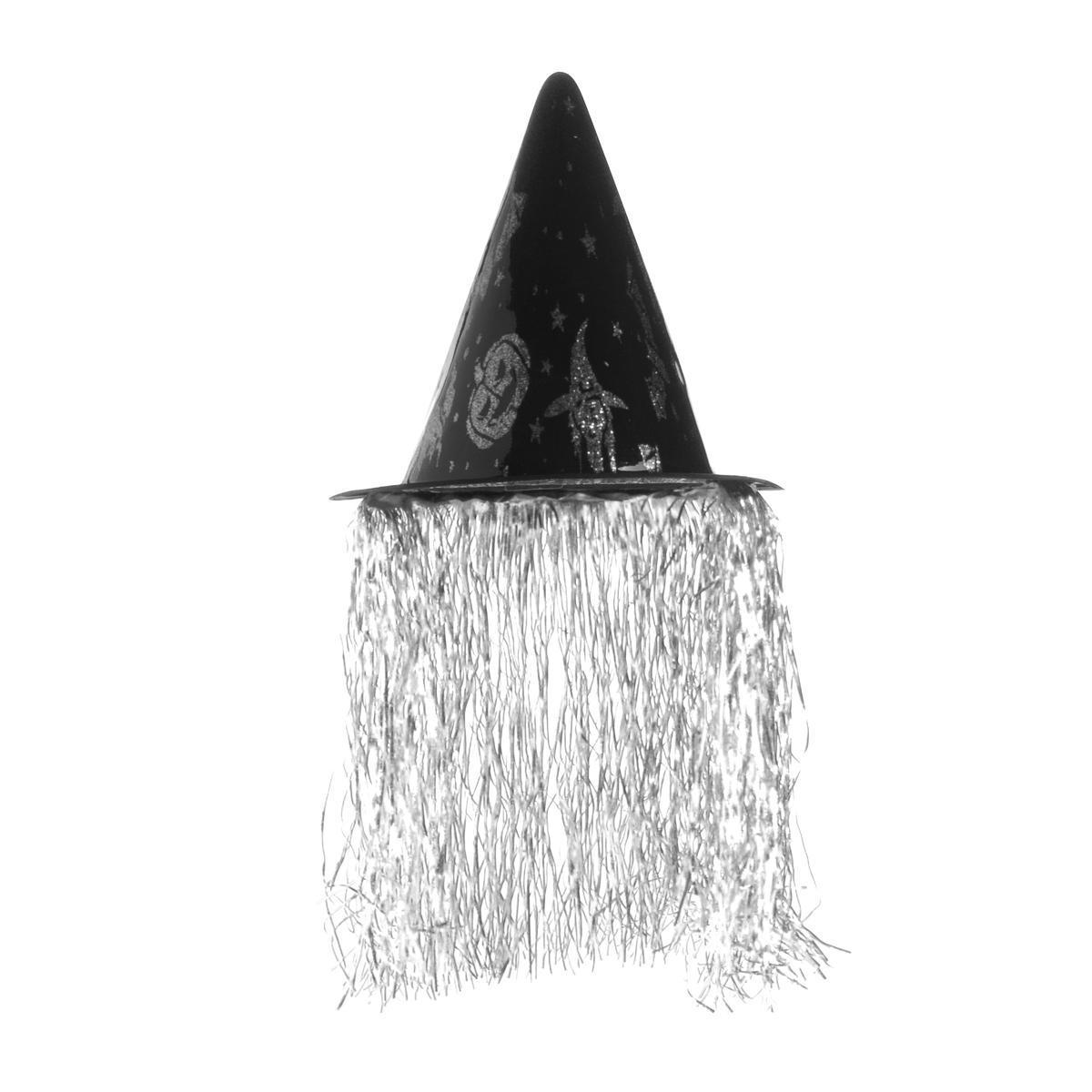 Chapeaux de sorcière avec cheveux en PVC - 10,5 x 25 cm - Différents coloris