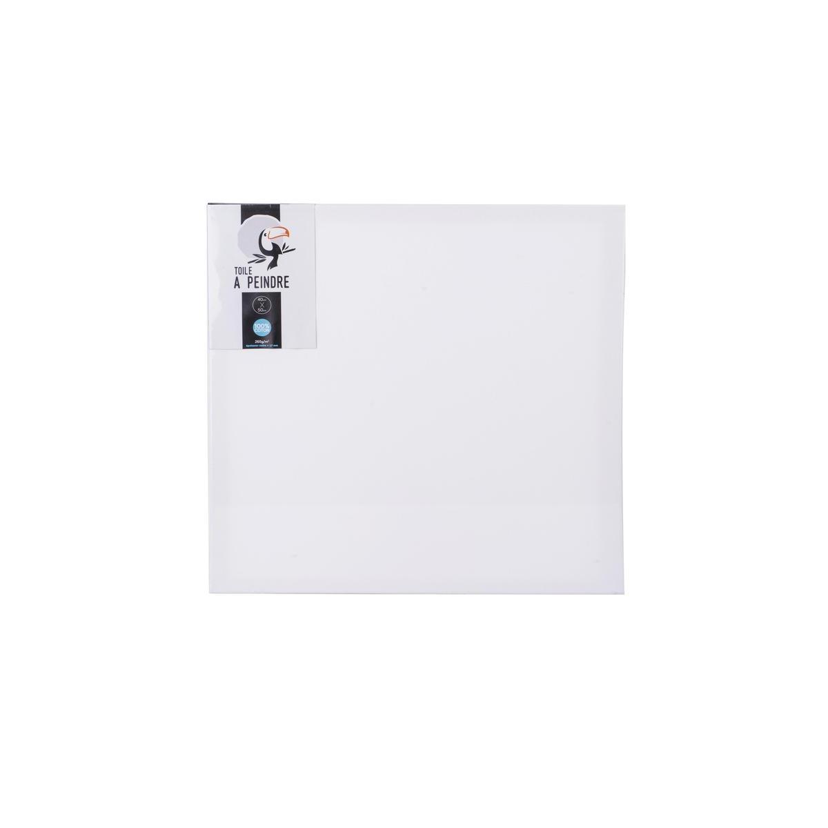 Toile à peindre - Coton - 70 x 70 x 3,5 cm - Blanc