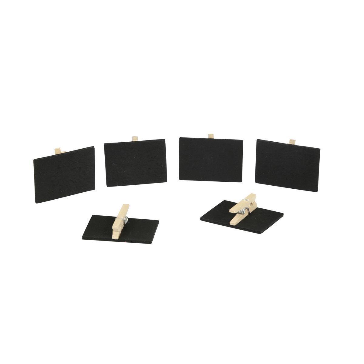 lot de 6 marque plats carrés - Ardoise - 9 x 18 cm - Noir