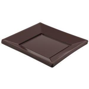 Lot de 8 assiettes - plastique - 23 x 23 cm - Marron chocolat