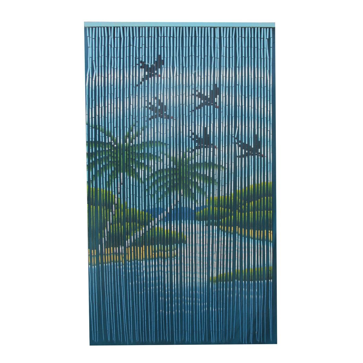 Rideau de porte motif rivière - 90 x 200 cm - Bleu